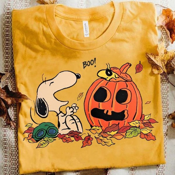 Snoopy Boo Pumpkin Thanksgiving Halloween Shirt, Vintage Snoopy Fall Shirt-image