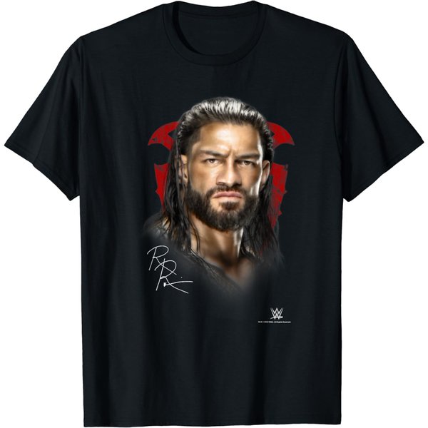 Wrestling Entertainment Roman Reigns Full Color Face Photo Portrait T-Shirt-image