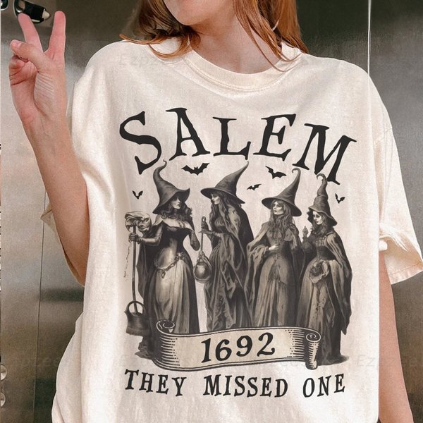 Salem Witch Shirt 1692 They Missed One Halloween Shirt, Massachusetts Witch Trials Shirt-image