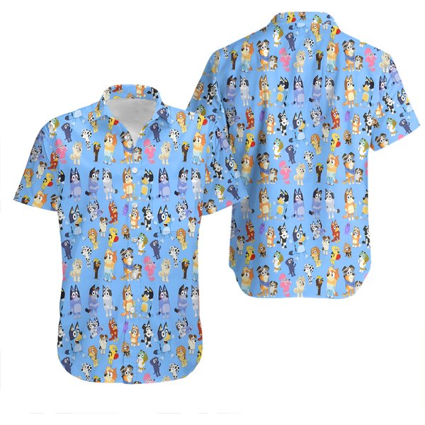 Blue Heeler And Friends Inspired By Blueydad Dad Dads Hawaiian Shirt-image