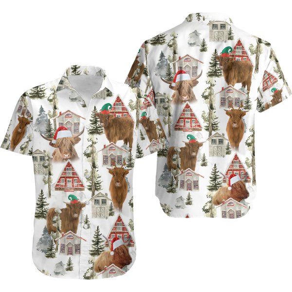 Highland Cow Christmas Hawaiian Shirt-image