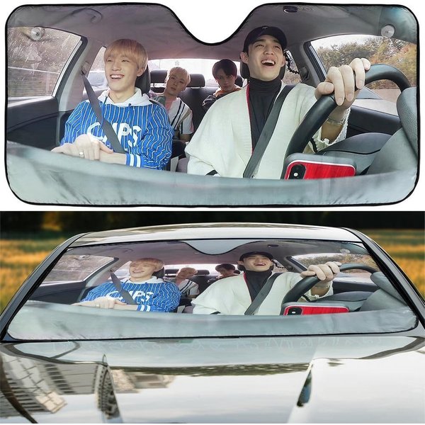 Seventeen Kpop Car Sun Shade, S.Coups Jun Seungkwan Dino Car Accessories-image