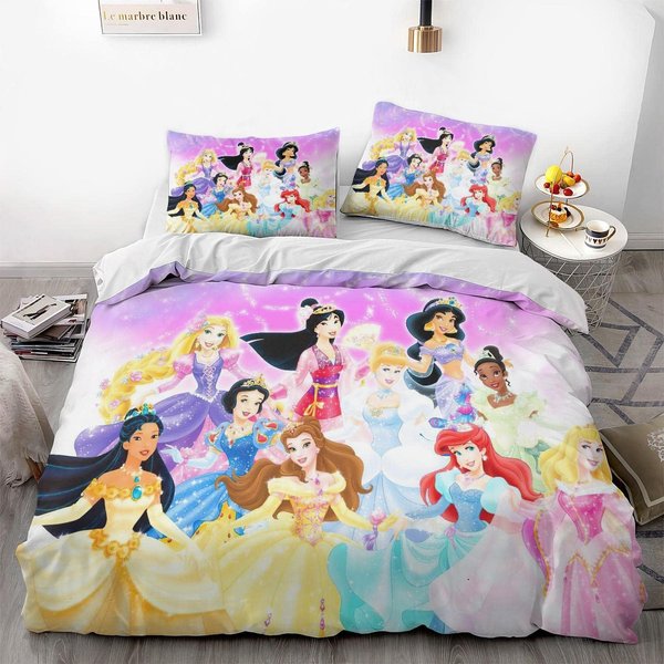 Cartoon Princess Series Duvet Cover 3 Piece Bed Set