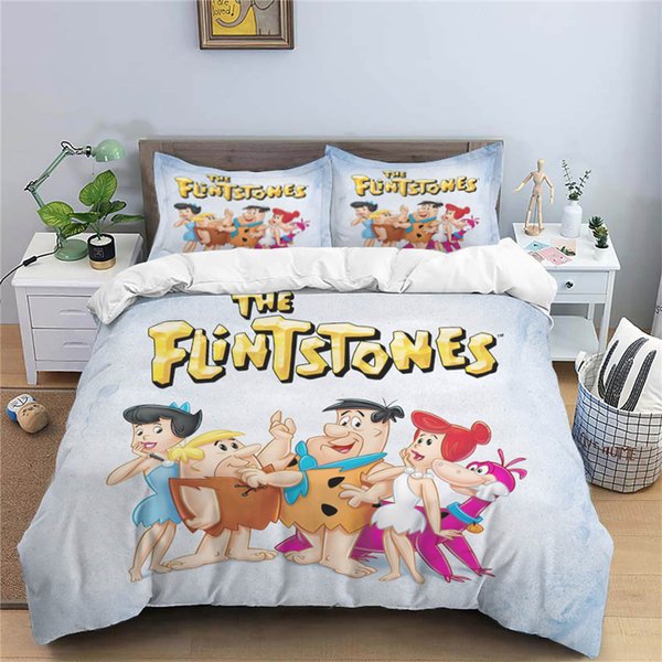 The Flintstones Bedding Three Piece Cartoon Quilt Cover Bedroom Decoration Fashion