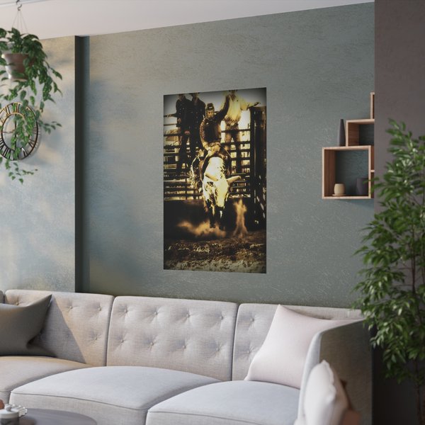 Bull Riding Rodeo Cowboy Rustic Country Western Poster-image