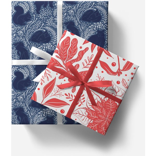 Biodegradable Wrapping Paper | Recyclable, Eco-Friendly, Compostable | Winter Holiday Pattern-image