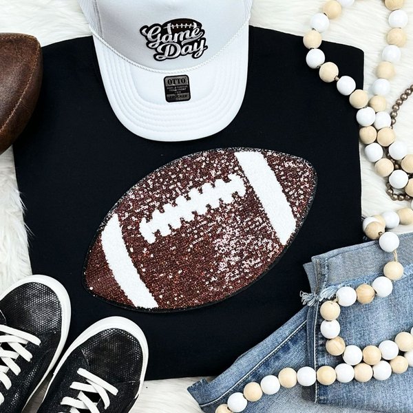 Sequins Football Game Day Chenille Patch Shirt, Game Day Shirt, Chenille Patch