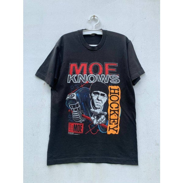Vintage 90S 1991 The Three Stooges Moe Knows Hockey Tee Shirt-image