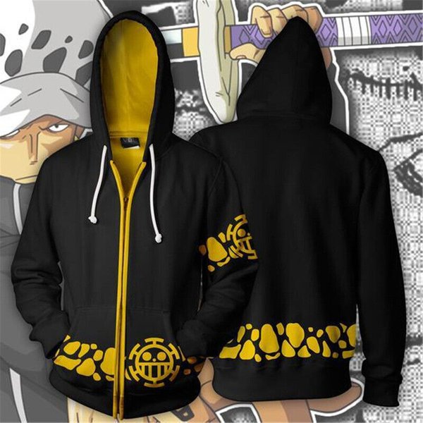 One Piece Trafalgar Law Hoodie, 3D Cosplay Zip Hoodie-image