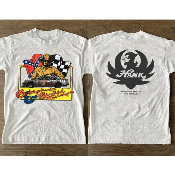 90S Hank Williams Jr. Racing Unisex T-Shirt, Hank Williams Jr Bocephus Country Band Tour Shirt-image