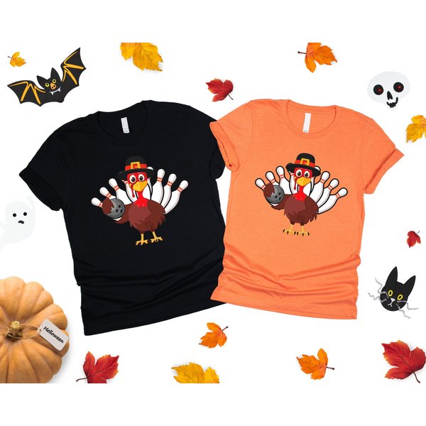 Turkey Bowling Shirt, Bowling Squad Shirt, Cute Turkey Shirt, Family Matching Shirt-image