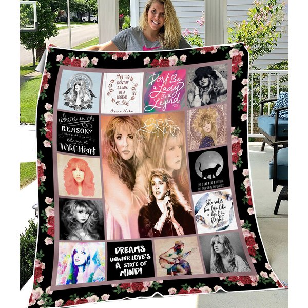 Stevie Nick Fleece Blanket, Stevie Nick Singer Album Covers Blanket-image