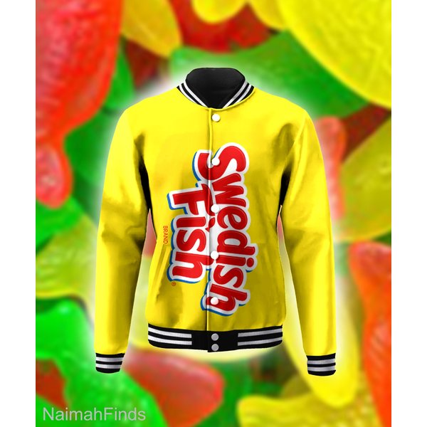 Chewy Candy Swedish Fish Halloween Costume Baseball Jacket-image