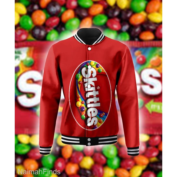 Chocolate Candy Skittles Group Halloween Baseball Jacket, Candy Group Costumes-image