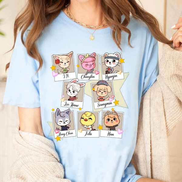 Cute Stray Kids Skzoo Polaroid Shirt, Kpop Stray Kids T-shirt