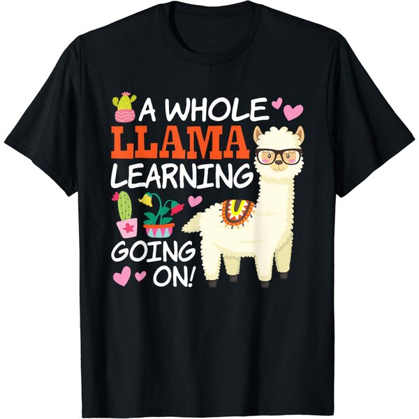 Llama Learning T Shirt Teachers Students Alpaca Lovers Gift