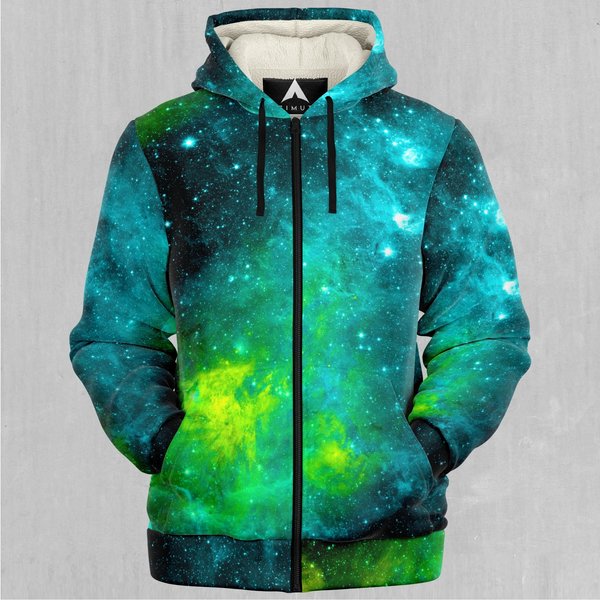Acidic Realm Outer Space Galaxy Nebula Artistic 3D Fleece Zip-Up Hoodie-image