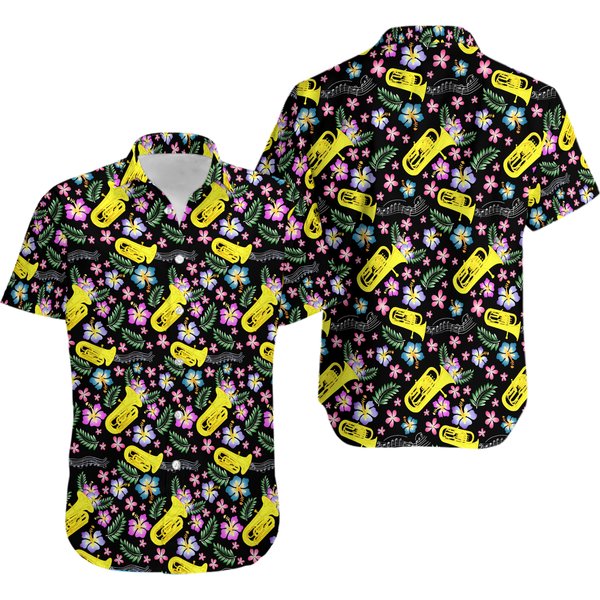 Tuba Hawaiian Shirt Black Background-image