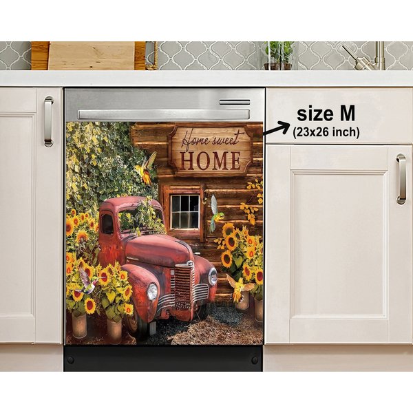 Home Sweet Home Dishwasher Door Cover,Farm Sunflower-image