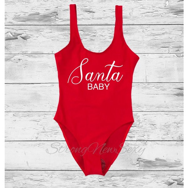 Santa Baby Swim. One Piece Swimsuit. Santa Baby Swimsuit-image