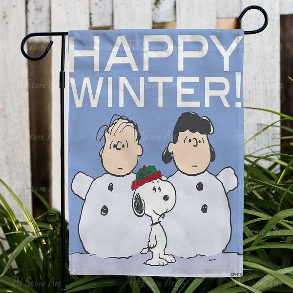 Snoopy Happy Winter Garden Flag, Christmas Garden Flag-image