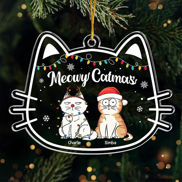 Meowy Catmas - Cat Personalized Custom Ornament-image