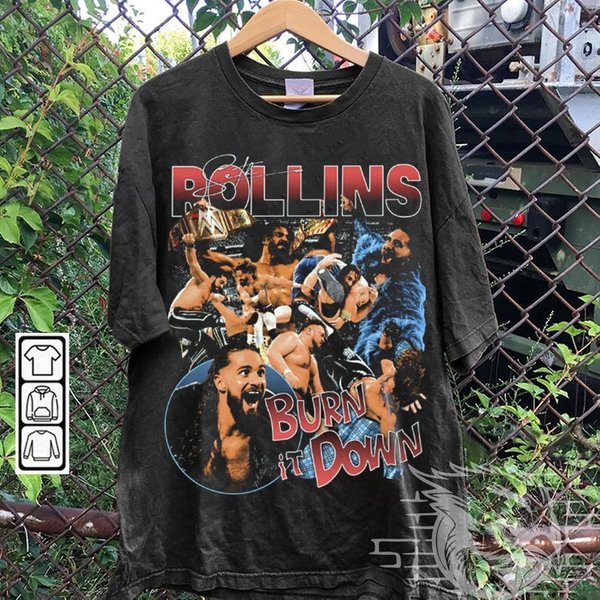 Vintage Bootleg Style Seth Rollins Shirt, Seth Rollins Wrestling T-Shirt-image