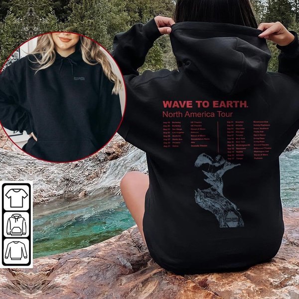 Wave To Earth Kpop Merch, W2E Indie Band North America Tour 2023 Hoodie-image