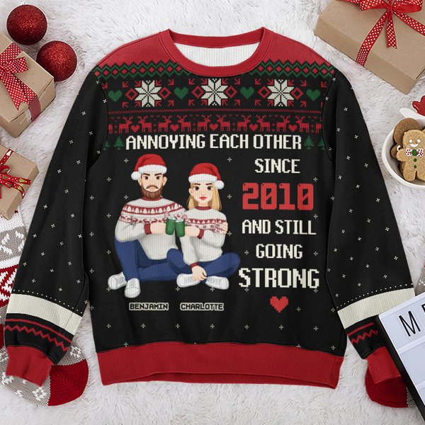 Annoying Each Other Every Year And Still Going Strong - Couple Personalized Custom Ugly Sweatshirt-image