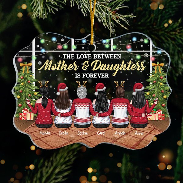 The Love Between Mother &Amp; Daughters Knows No Distance - Personalized Custom Benelux Shaped Acrylic Christmas Ornament-image
