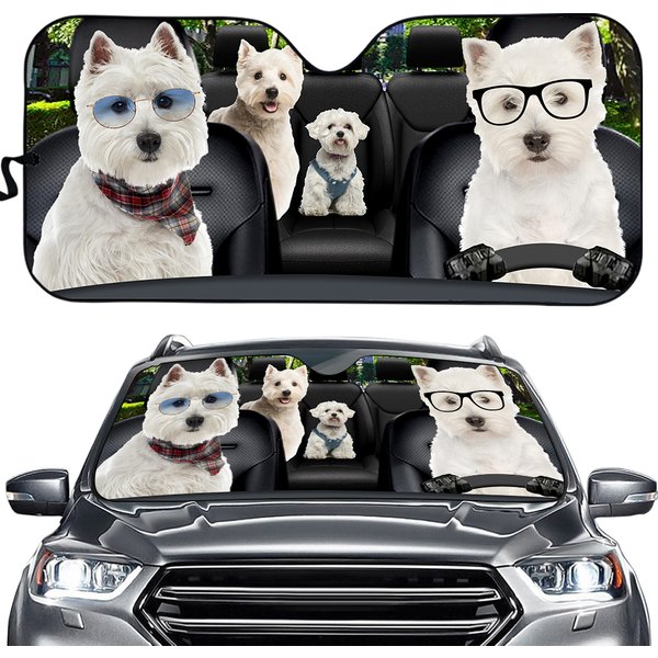 Westie Family Summer Holiday Car Sunshade Love Dogs Car Sunshade-image
