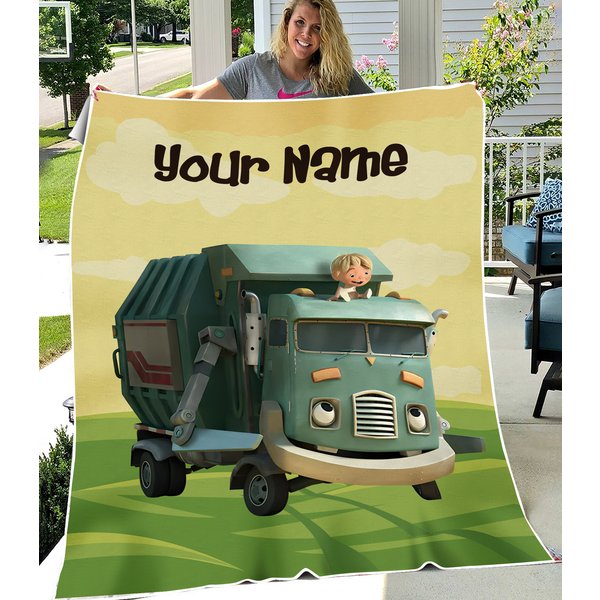 Personalized Trash Truck Quilt Blanket-image