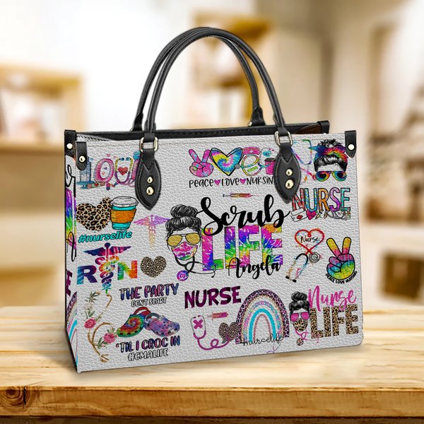 Nurse Handbag , Nurse Personalized Leather Bag Scrub Life-image