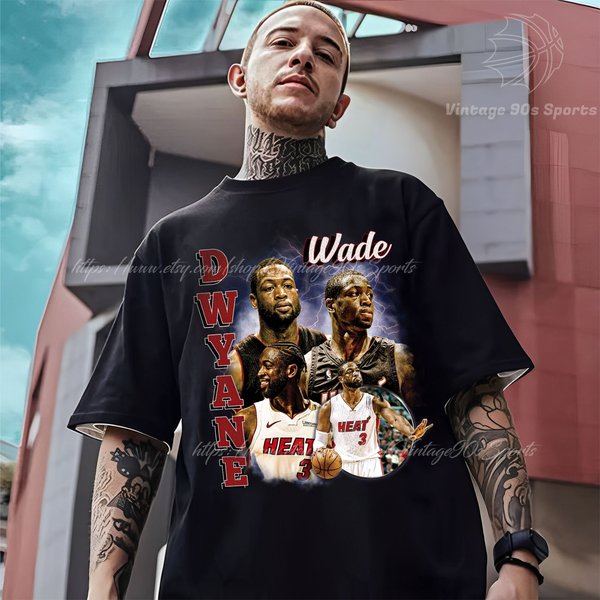 Dwyane Wade Vintage Shirt, Vintage 90S Graphic Style Dwyane Wade T-Shirt-image