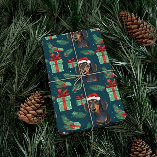 Dachshund Gift Wrapping Paper, Dachshund Christmas Wrapping Paper-image
