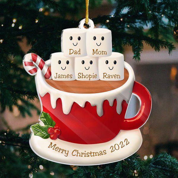 Hot Cocoa And Marshmallows - Personalized Custom Acrylic Shaped Christmas Ornament-image