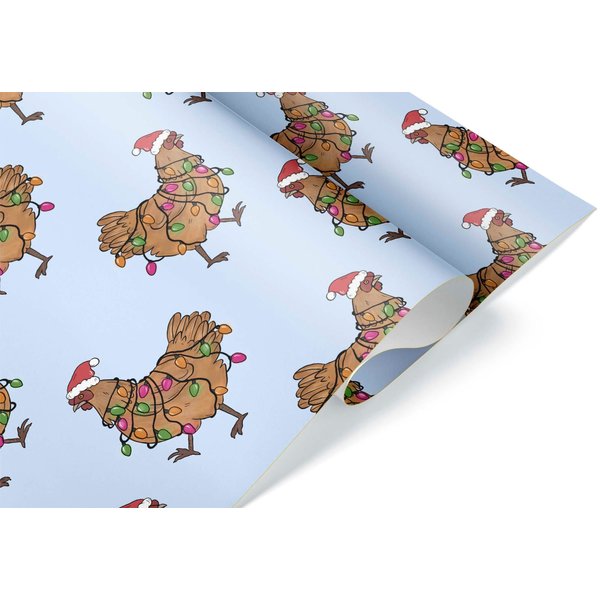 Cute Chicken Gift Wrap Farm Animal Christmas Wrapping Paper Present Holiday Lights Party Decorations