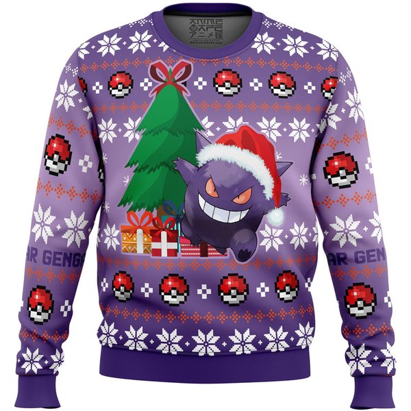 Gengar Pkm Ugly Christmas Sweater, 3D Sweater-image