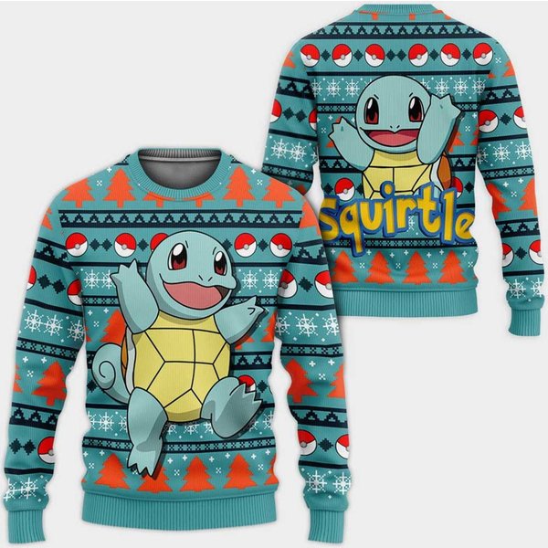 Squirtle Pkm Ugly Christmas Sweater, 3D Sweater-image
