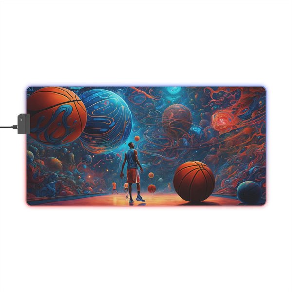 Basketball Extended Gaming Mouse Pad, Cartoon Rgb Gaming Mouse Pad-image