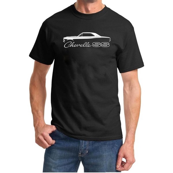 1966 Chevelle Hardtop Muscle Car Classic Outline Design Tshirt-image
