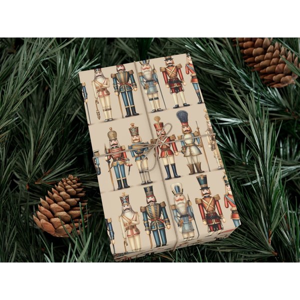 Christmas Gift Wrap Nutcracker Toy Soldier Gift Wrapping Paper-image