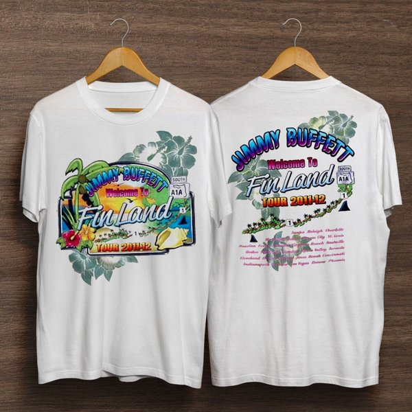 Vintage Jimmy Buffett Welcome To Fin Land Tour 11-12 T Shirt-image