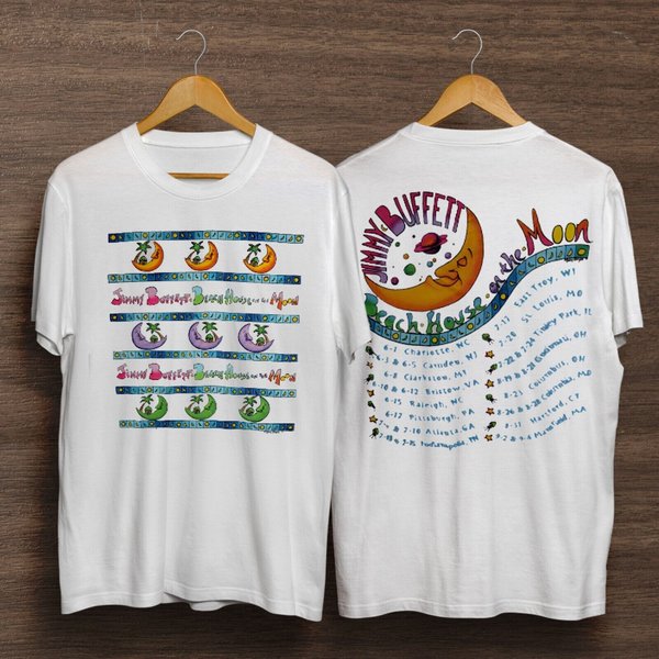 Jimmy Buffett Beach House On The Moon Time Tour Vintage T Shirt-image