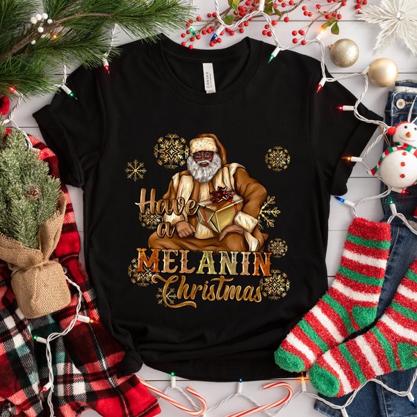 Have A Melanin Christmas Shirt, African American, Black Santa-image