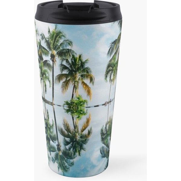 Reflection Of Palm Trees In Lake Travel Mug-image