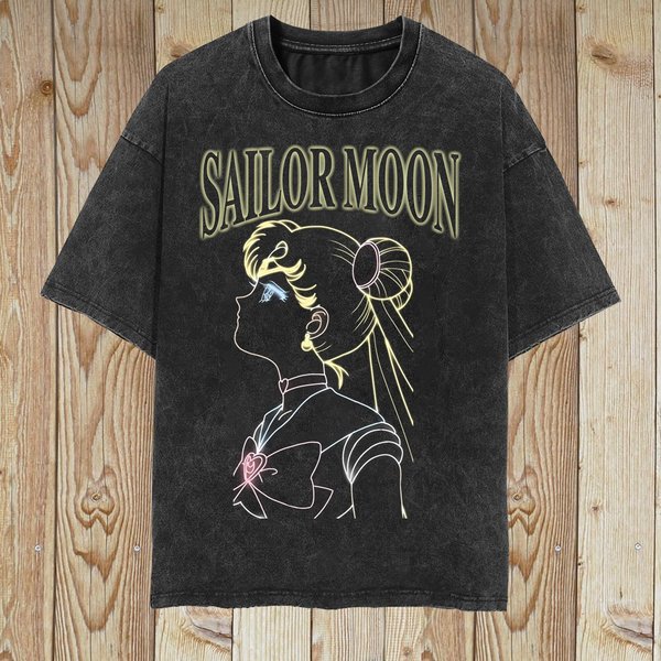 Sailor Moon Vintage Washed T-Shirt, Anime Manga Graphic Tee-image