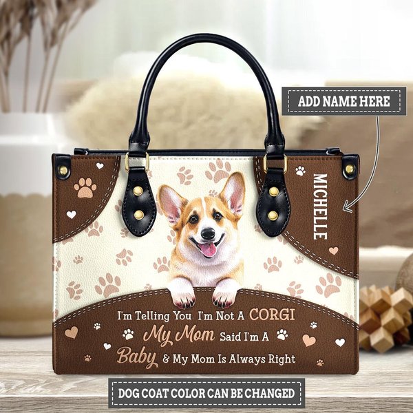 Corgi Dog Handbag, Corgi Dog Leather Handbag