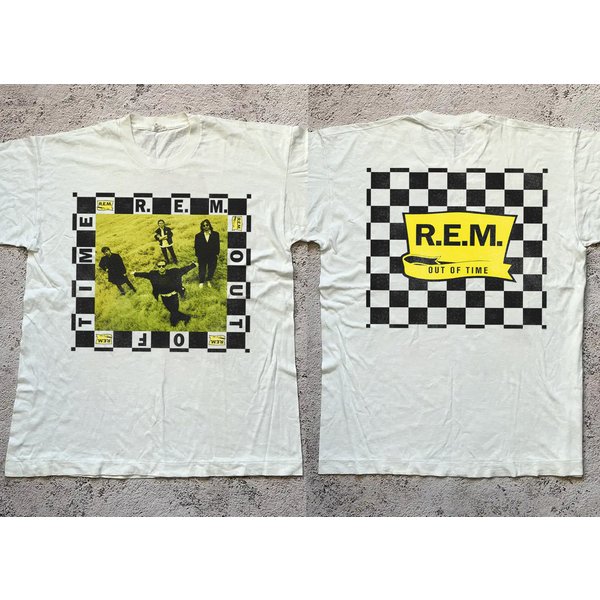 R.E.M. Rock Band Out Of Time Graphic Unisex T-Shirt, Vtg 90S Rem Music Band Album Shirt-image