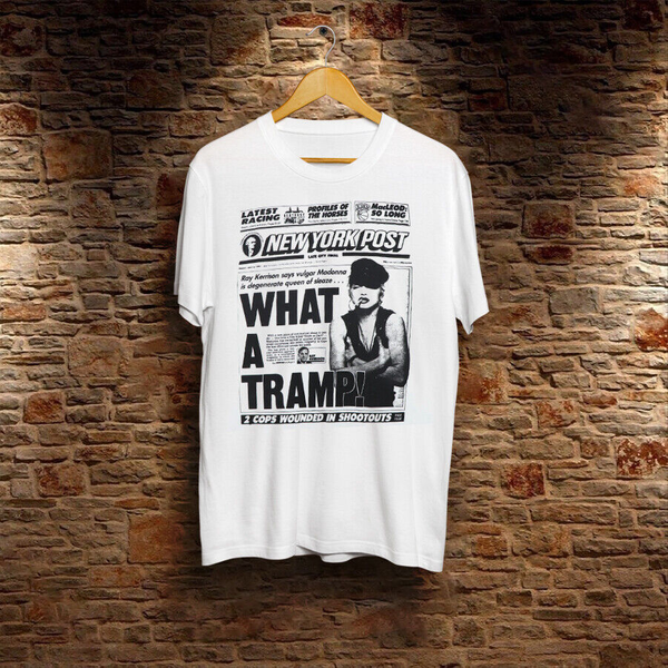Vintage 1990S Madonna What A Tramp Newspaper Shirt Unisex Cotton S-5Xl Gift Fans-image